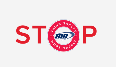 Martin Brower: Stop, Think Safety, Work Safely logo.