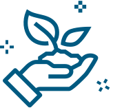 Icon of a hand with a growing leaf.